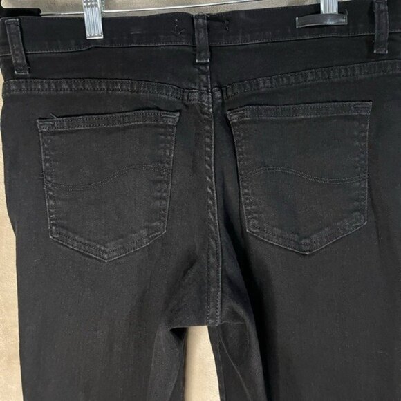 Lee Womens Black Relaxed Fit Straight Leg Jeans Denim Size 10 Petite 5 Pocket - Picture 13 of 13
